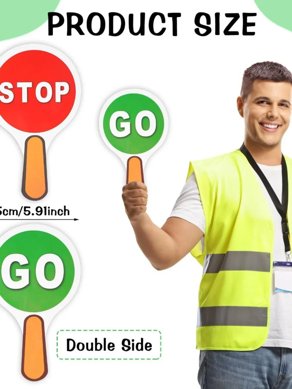 Thinp 4 Pack Handheld Stop & Go Sign Lights - Double Sided, Red & Green, PVC Wat